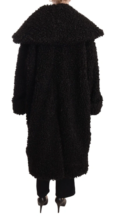 Shop Dolce & Gabbana Black Polyester Fur Trench Coat Women's Jacket