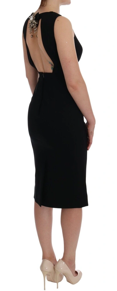 Shop Dolce & Gabbana Black Stretch Crystal Sheath Gown Women's Dress