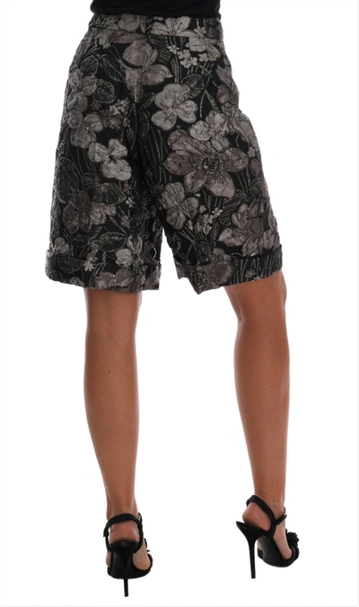 Shop Dolce & Gabbana Gray Floral Brocade High Waist Women's Shorts