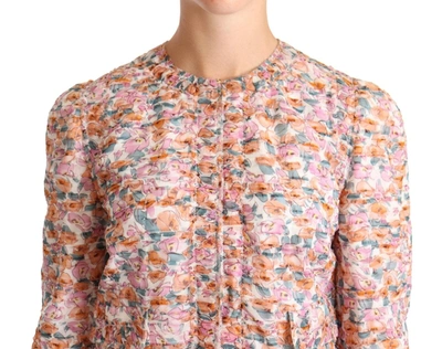 Shop Dolce & Gabbana Multicolor Floral Print Silk Trench Coat Women's Jacket