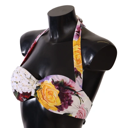 Shop Dolce & Gabbana Multicolor Floral Swimsuit Bikini Top Women's Swimwear