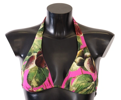 Shop Dolce & Gabbana Pink Printed Nylon Swimsuit Bikini Top Women's Swimwear
