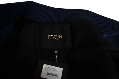 Shop Maje Women's Bomber Blue Floral Embroidered Polyester Elastane Jacket (38 Eu)