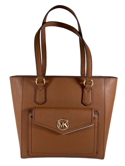Shop Michael Kors Joey Medium Arcon Mk Signature Tote Bag In Brown
