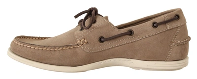 Shop Pollini Beige Suede Low Top Mocassin Loafers Casual Men Men's Shoes