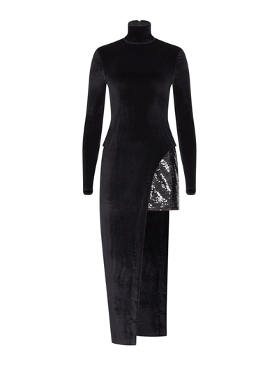Shop Bcbgmaxazria Aurelio Velvet Turtleneck Evening Dress In Black Beauty