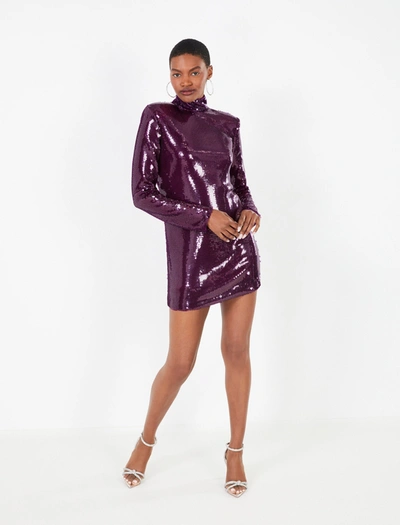 Bcbgmaxazria Celestina Sequin Turtleneck Dress In Plum ModeSens