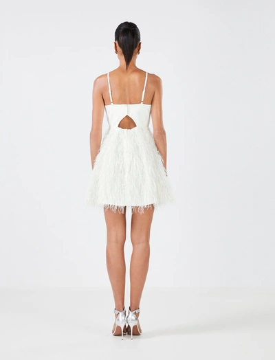 Shop Bcbgmaxazria Ilara Feather Mini Dress In Off White