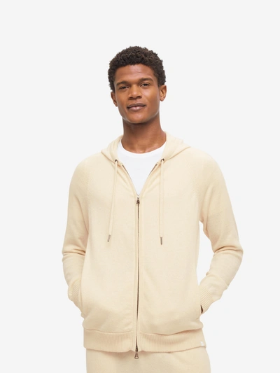 Shop Derek Rose Men's Hoodie Finley Cashmere Cream