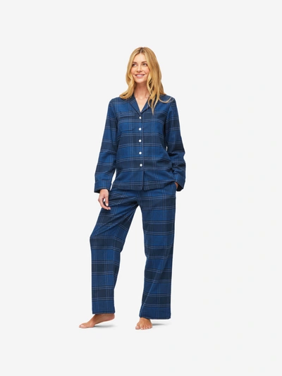 Shop Derek Rose Women's Pyjamas Kelburn 27 Brushed Cotton Navy
