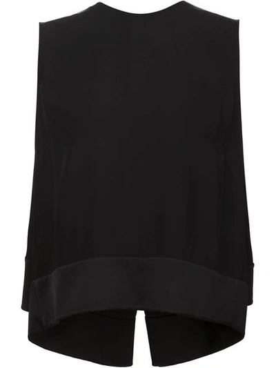 Adam Lippes Sleeveless Satin-trimmed Crepe Top In Black