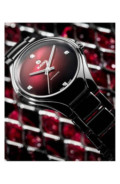 Rado True Automatic Diamond Ceramic Bracelet Watch, 30mm In Red