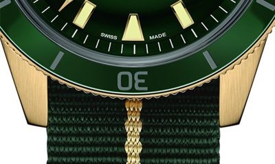 Shop Rado Captain Cook Bronze Automatic Webbing Strap Watch, 42mm In Green
