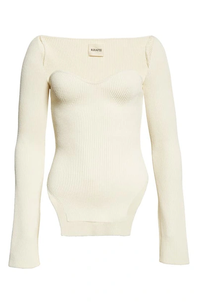 Shop Khaite Maddy Ribbed Bustier Sweater In Cream