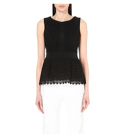 Shop Diane Von Furstenberg Tavita Cosmic Lace Cotton Top In Black