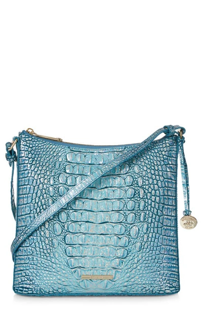 Shop Brahmin Katie Croc Embossed Leather Crossbody Bag In Artic Blue