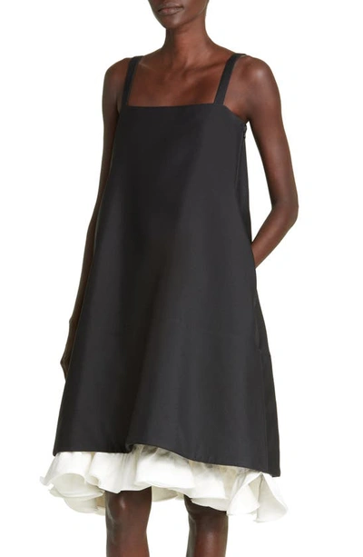 Shop Jil Sander Ruffle Detail Trapeze Dress In Black