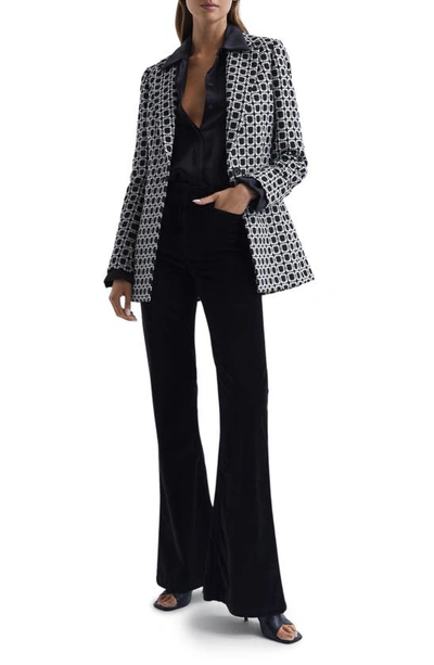 Shop Reiss Bianca Cotton Blend Blazer In Black/ White