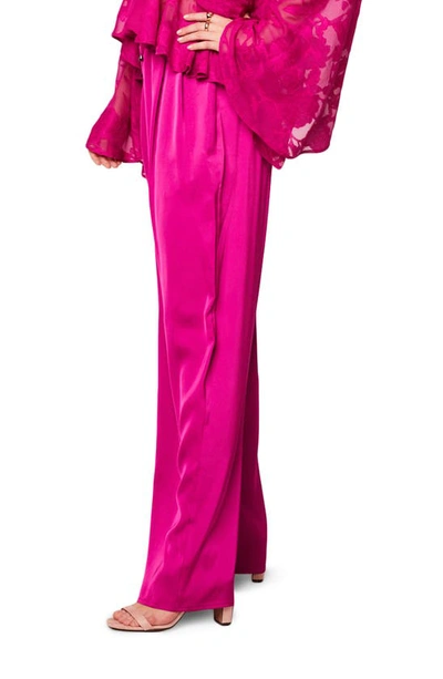 Band Of The Free Angie Wide Leg Satin Pants In Fuchsia