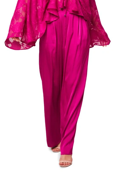 Band Of The Free Angie Wide Leg Satin Pants In Fuchsia
