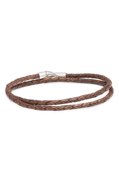 Shop Caputo & Co Braided Leather Bracelet In Brown