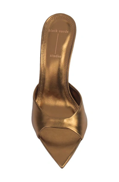 Shop Black Suede Studio Brea Pointed Toe Sandal In Bronze Metallic