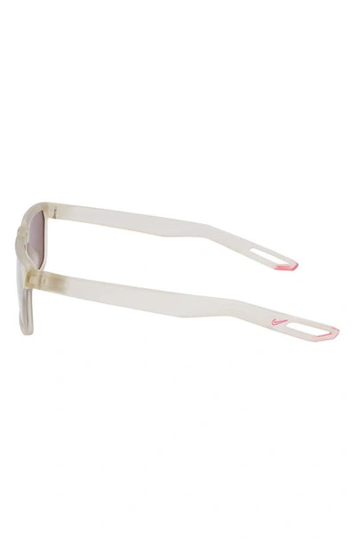 Shop Nike Nv03 55mm Rectangular Sunglasses In Matte Bone/ Bronze Mirror