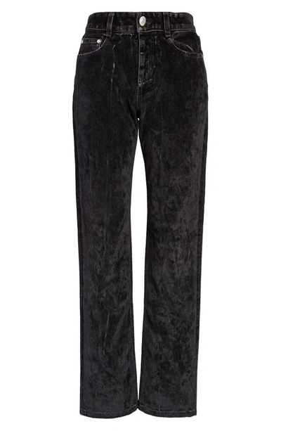 Shop Stella Mccartney Velvet Denim High Waist Straight Leg Jeans In 1082 Washed Black