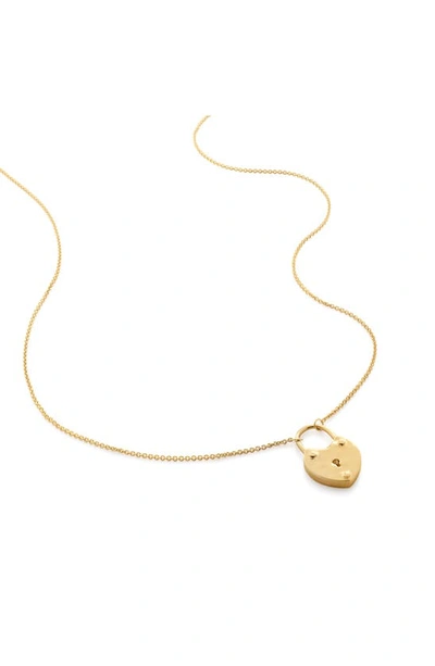 Shop Monica Vinader Heart Padlock Pendant Necklace In 18ct Gold Vermeil On Sterling