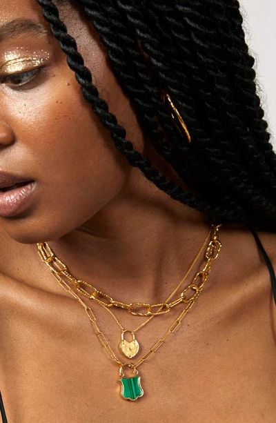 Shop Monica Vinader Heart Padlock Pendant Necklace In 18ct Gold Vermeil On Sterling