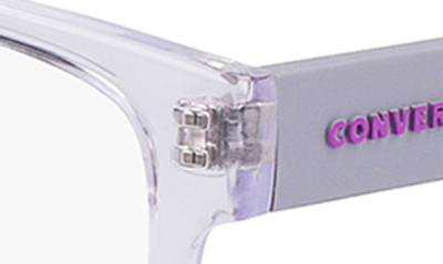 Shop Converse 52mm Rectangular Blue Light Blocking Reading Glasses In Crystal Clear