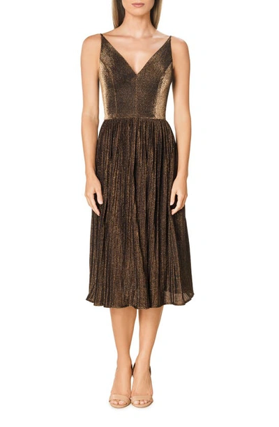 Shop Dress The Population Haley Sparkle Pleated Cocktail Dress In Gold Multi