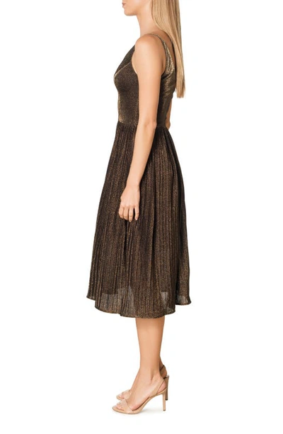 Shop Dress The Population Haley Sparkle Pleated Cocktail Dress In Gold Multi