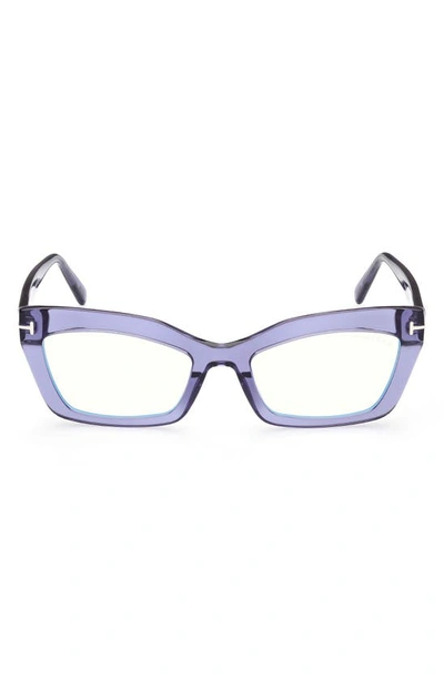 Shop Tom Ford 54mm Cat Eye Blue Light Blocking Glasses In Shiny Bordeaux/ Grad Bordeaux