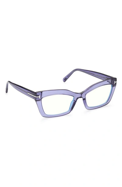 Shop Tom Ford 54mm Cat Eye Blue Light Blocking Glasses In Shiny Bordeaux/ Grad Bordeaux