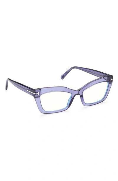 Tom Ford 54mm Cat Eye Blue Light Blocking Glasses In Shiny Bordeaux/ Grad Bordeaux
