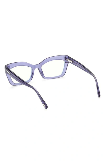 Tom Ford 54mm Cat Eye Blue Light Blocking Glasses In Shiny Bordeaux/ Grad Bordeaux