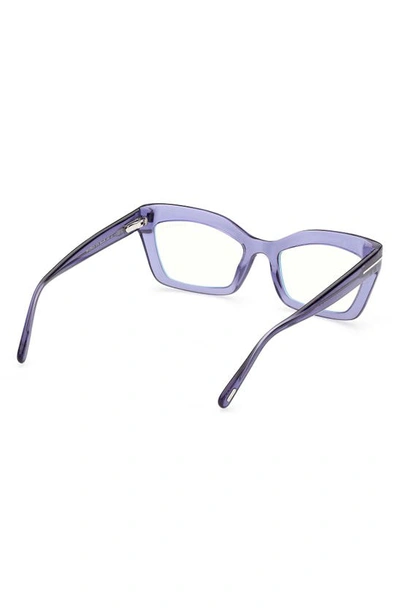 Tom Ford 54mm Cat Eye Blue Light Blocking Glasses In Shiny Bordeaux/ Grad Bordeaux