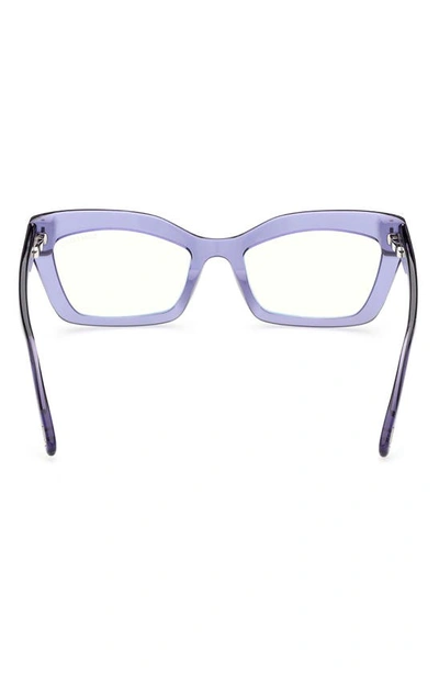 Tom Ford 54mm Cat Eye Blue Light Blocking Glasses In Shiny Bordeaux/ Grad Bordeaux