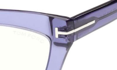 Tom Ford 54mm Cat Eye Blue Light Blocking Glasses In Shiny Bordeaux/ Grad Bordeaux