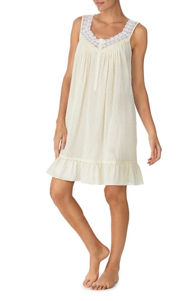 Shop Eileen West Short Cotton Lawn Nightgown In Yellow