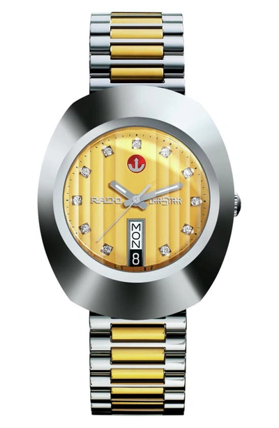 Shop Rado The Original Automatic Two-tone Bracelet Watch, 35mm In Gold