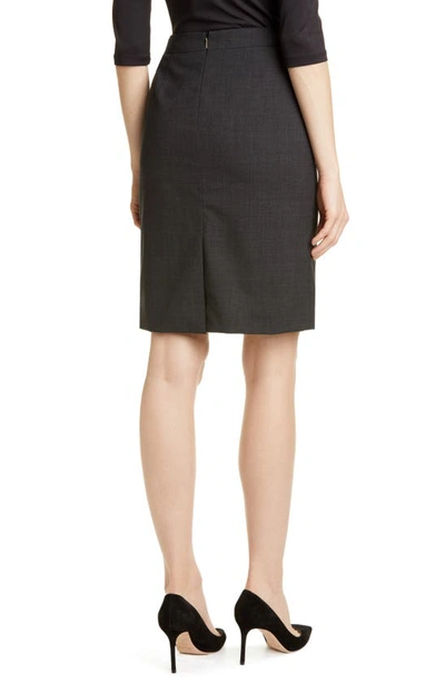 Shop Hugo Boss Vilea Tropical Stretch Wool Pencil Skirt In Charcoal