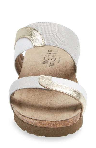 Shop Naot Frankie Slide Sandal In Radiant Gold/ Grey/ White