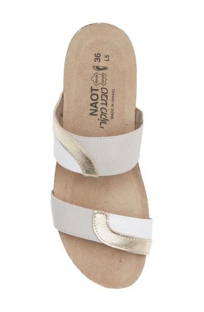 Shop Naot Frankie Slide Sandal In Radiant Gold/ Grey/ White