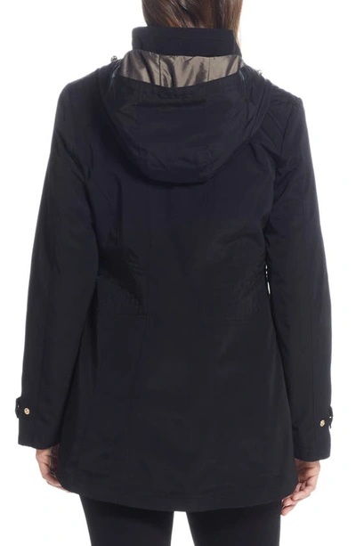 Gallery Water Resistant Zip Front Rain Jacket In Black