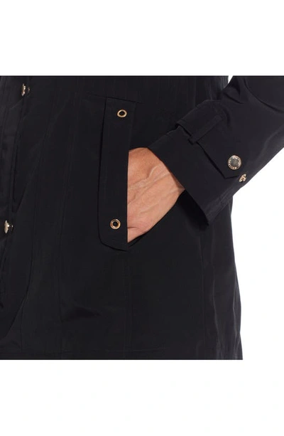 Gallery Water Resistant Zip Front Rain Jacket In Black