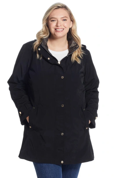 Gallery Water Resistant Raincoat In Black