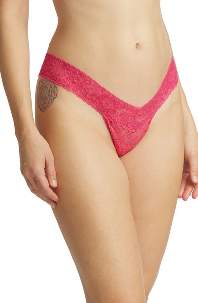 Shop Hanky Panky Daily Lace Low Rise Thong In Starburst Pink