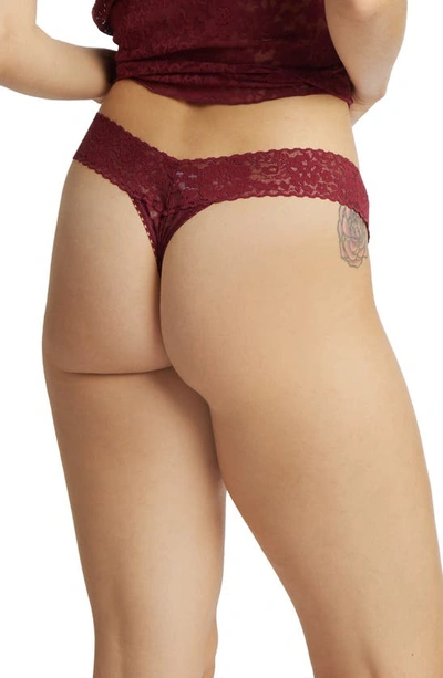 Shop Hanky Panky Daily Lace Low Rise Thong In Lipstick Red